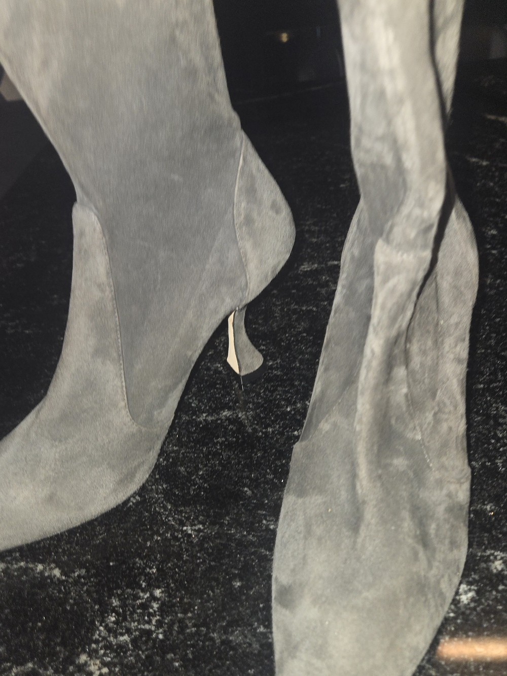 Stuart Weitzman Grey Suede Pointed-Toe Stiletto Ankle Boots